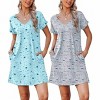 Ekouaer Womens 2 Pack Nightgown V Neck Sleepshirt Short Sleeve Nightshirt Soft Sleep Dress with Pockets - 2 of 4