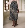Cheetah Print Satin Midi Skirt - Women's High Waist A-Line Skirt with Elastic Waistband - 3 of 4