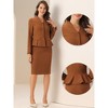 INSPIRE CHIC Women's Long Sleeve Collarless Peplum Blazer and Pencil Skirts Suit Set 2 Pcs - 2 of 4