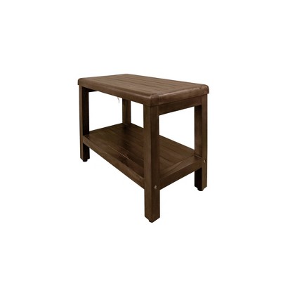 24" Eleganto DT115 Wide Teak Wood Shower Bench with Shelf - DecoTeak