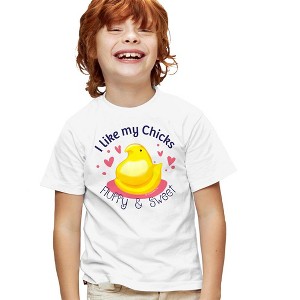 Easter I Like My Chicks Fluffy and Sweet Kids T-Shirt For Youth White - 1 of 4