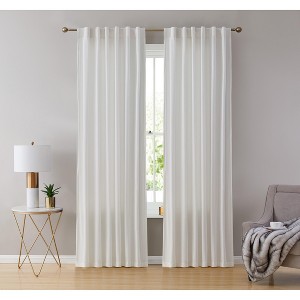 HLC.ME Lopez Velvet Premium Soft Light Filtering Back Tab Rod Pocket Window Treatment Curtain Panels - Set of 2 - 1 of 4