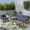 Christopher Knight Home Parma Patio Acacia Wood Slat Design 5 Seater  Upholstered Seating Set with Coffee Table - 2 of 4