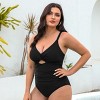 Women's Plus Size Twist Front Cutout Ruched Back Tie One Piece Swimsuit -Cupshe - 2 of 4