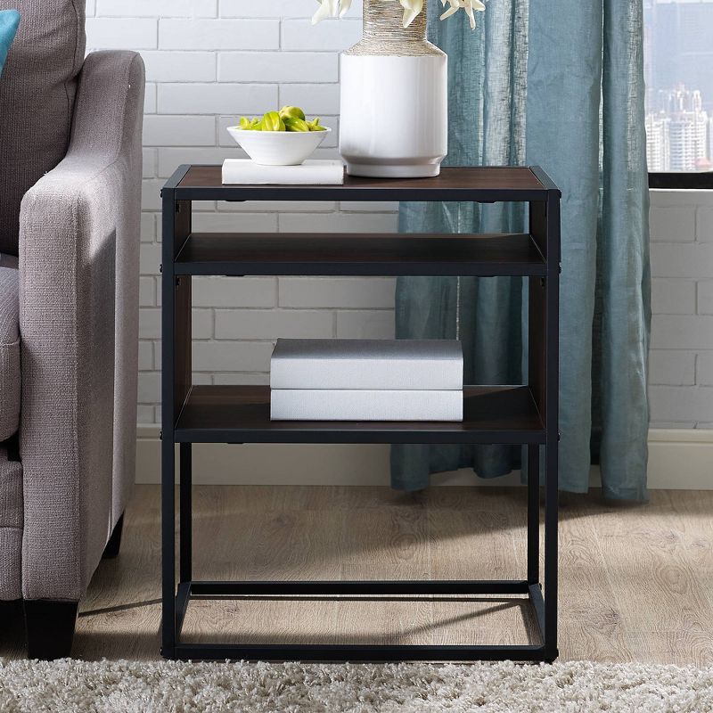 Modern Wood and Metal Side Table with Open Storage - Saracina Home, 3 of 10