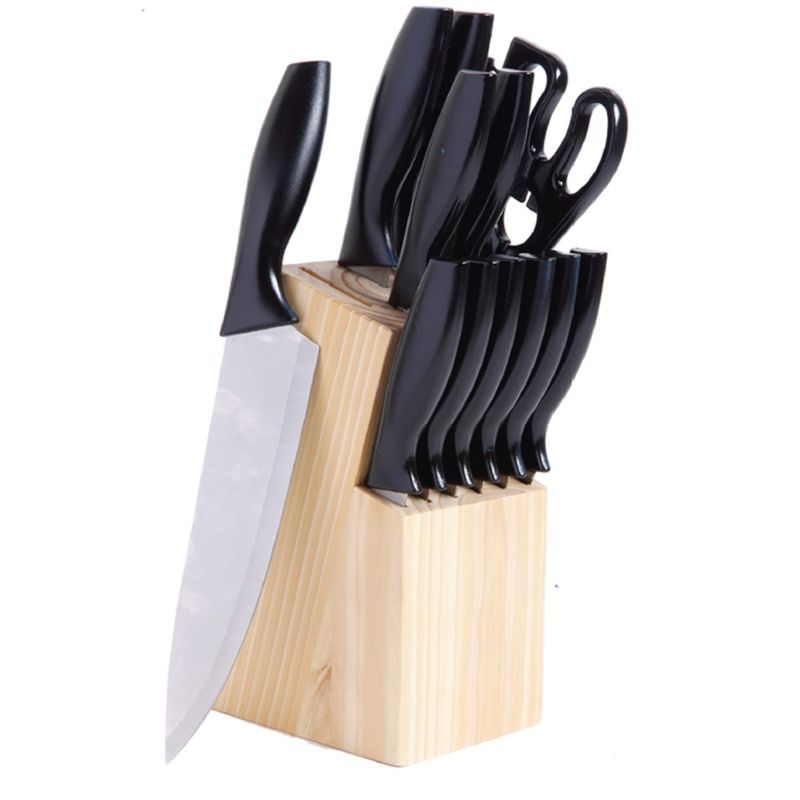 Gibsone Helston 14pc Stainless Steel Cutlery Set With Pine Wood Block, 1 of 6