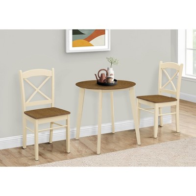 Oak and Cream Cross Back Transitional Side Chairs, Set of 2