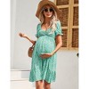 Clearlove Women's Chicken Heart Neck Short Sleeve Printed Comfortable Stylish Maternity Crop Dress - 3 of 4