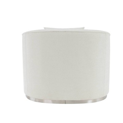 Odette Beige Chenille Barrel Accent Chair with Pillow
