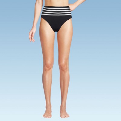 Lands' End Women's Ribbed Smoothing High Waisted Bikini Bottoms
