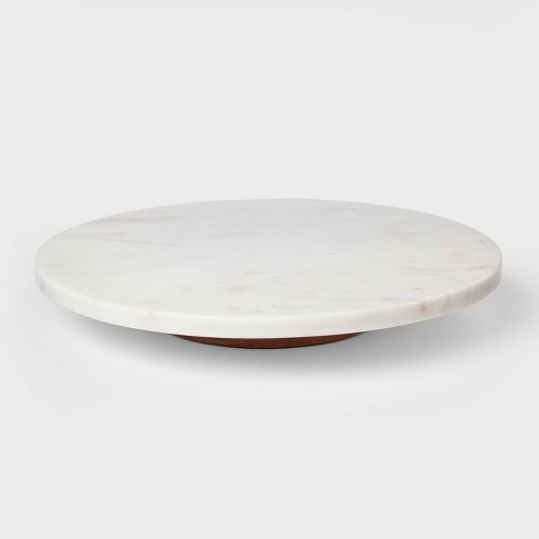 14 Marble and Wood Lazy Susan White - Threshold™
