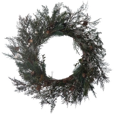 Transpac Artificial 24 in. Multicolor Christmas Winter Foilage Wreath