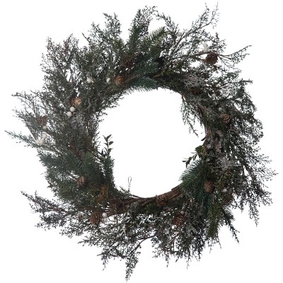 Transpac Artificial 24 In. Multicolor Christmas Winter Foilage Wreath ...