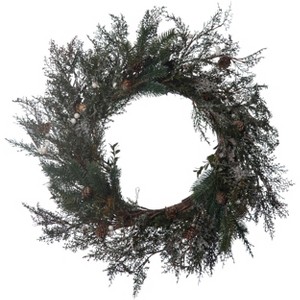 Transpac Artificial 24 in. Multicolor Christmas Winter Foilage Wreath - 1 of 2
