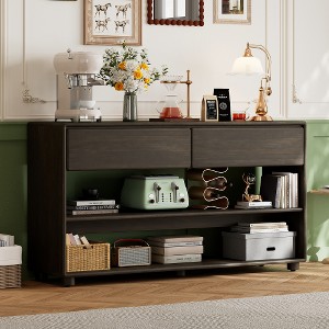 ORRD Vintage Entryway Dresser with Drawers & Shelves, Storage Table for Hallway & Living Room, Espresso - 1 of 4