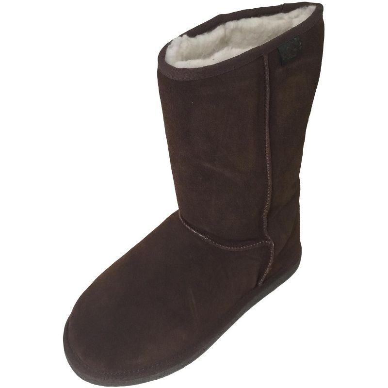 Women's Winter Boots Fashion Suede 10" Mid Calf Shearling Warm Fur Shoes, Brown-5