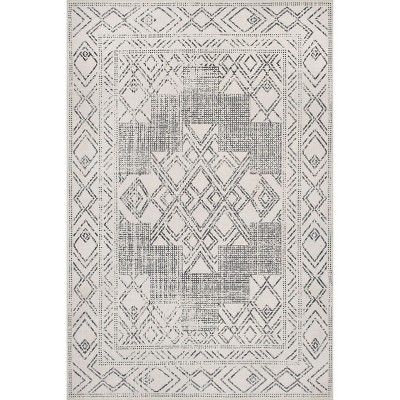 Easy-Care Geometric Medallion 9' x 12' Gray Synthetic Area Rug