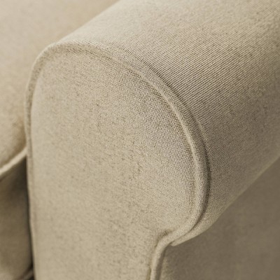 Marzipan Faux Leather Rolled Arm Sofa with Removable Cushions