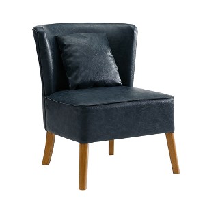1pc Accent Chair with Curved Back Navy Blue - Saracina Home, Blue Blue
