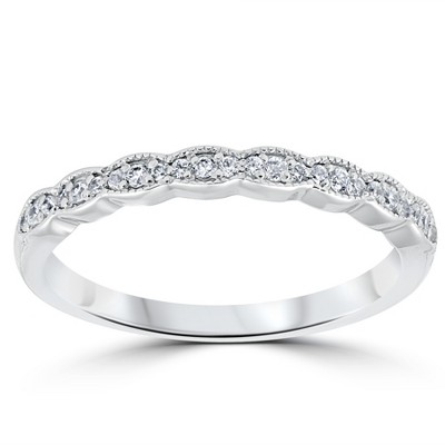 Pompeii3 1/5 cttw Diamond Stackable Womens Wedding Ring 14k White Gold