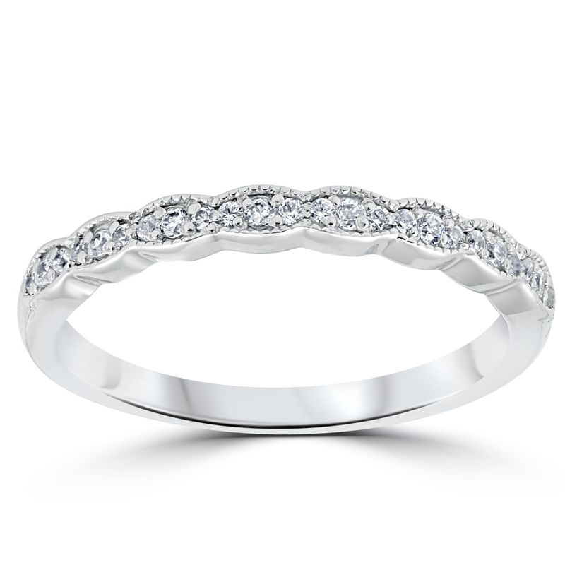 Pompeii3 1/5 cttw Diamond Stackable Womens Wedding Ring 14k White Gold, 1 of 5