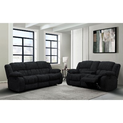 HomeStock U250 Ebony Reclining Sofa/Console Reclining Loveseat