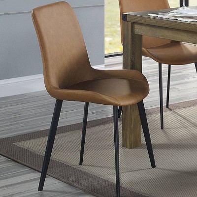 Abiram Brown Faux Leather and Metal Side Chair Set