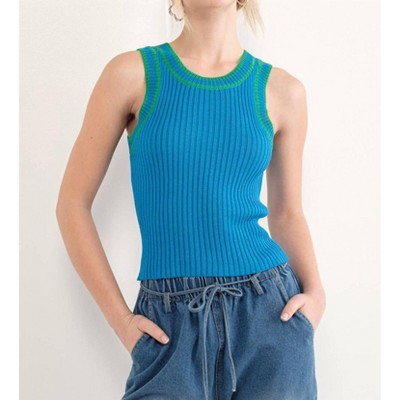 Women's Coralie Contrast Rib Tank - Pretty Garbage L