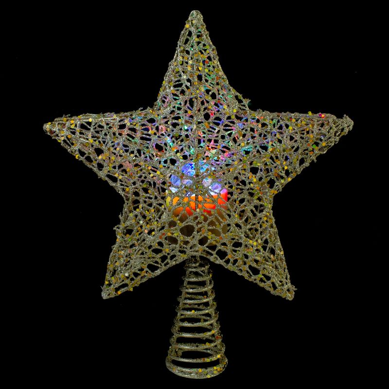 Northlight 13" Lighted Gold Star with Rotating Projector Christmas Tree Topper - Multicolor LED lights, 4 of 7