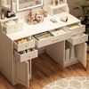 AENKYO Large Vanity Table Set with Mirror, White Makeup Vanity Desk with 6 Drawers, Shelves & 3 Adjustable LED Lights, Tall Dressing Table for Bedroom - 2 of 4