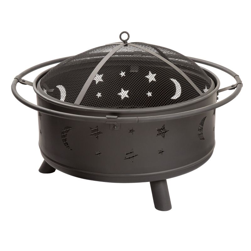 Nature Spring Star and Moon Wood Burning Fire Pit – Black, 2 of 6