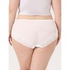 Agnes Orinda Women's Plus Sheer Lace Trim High-Rised Solid Briefs Stretchy Underwear - 2 of 4