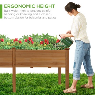 Acorn Brown 72" Fir Wood Elevated Garden Planter Box