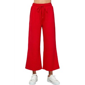 Women's Hamptons Textured Cropped Wide Pants - SEE AND BE SEEN - 1 of 2