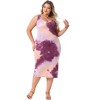 Agnes Orinda Women's Plus Size Side Slits Bodycon Sleeveless Tie Dye Midi Dress - 3 of 4
