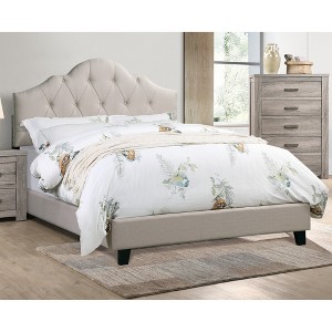 Queen Size Platform Bed with Upholstered Headboard for Bedroom - 1 of 4