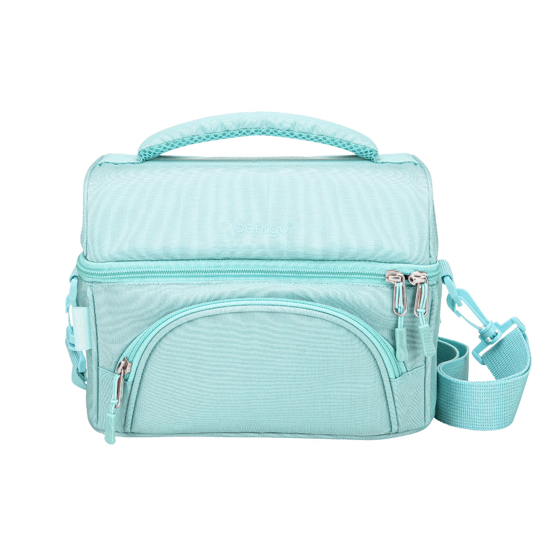 Bentgo Deluxe Lunch Bag, Durable & Insulated Bag, Internal Mesh Pocket & 2-Way Zippers - Coastal Aqua