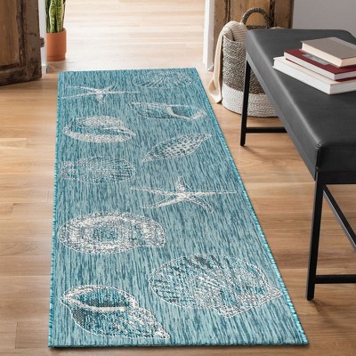 Aqua Splash Round Synthetic Indoor/Outdoor Rug