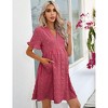 Womens Maternity Dress V Neck Lantern Sleeve Jacquard Dot Pocket Babydoll Baby Shower Dress - 4 of 4