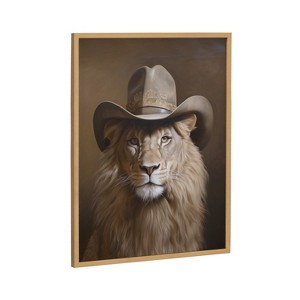 Kate & Laurel All Things Decor 16"x20" Gallery Lion Wearing a Western Cowboy Hat Print by The Creative Bunch Studio Gold - 1 of 4