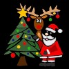 Men's Design By Humans Funny Cute Santa Claus and Christmas Reindeer by Tree By SmileToday T-Shirt - 2 of 4
