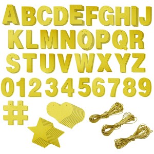 Bright Creations 130-Piece DIY Gold Glitter Make Your Own Banner Kit with Letters, Numbers, and Symbols, 5 Inch Letters - 1 of 4