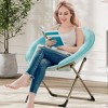 Saucer Folding Chair, Comfy Faux Fur Chair with Metal Frame, Soft Plush Moon Chair, Reading Accent Chair for Bedroom, Living Room, Dorm - 3 of 4