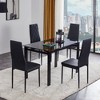5-Piece Dining Set with Glass Table and Pu Soft Leather Chairs - 2 of 4