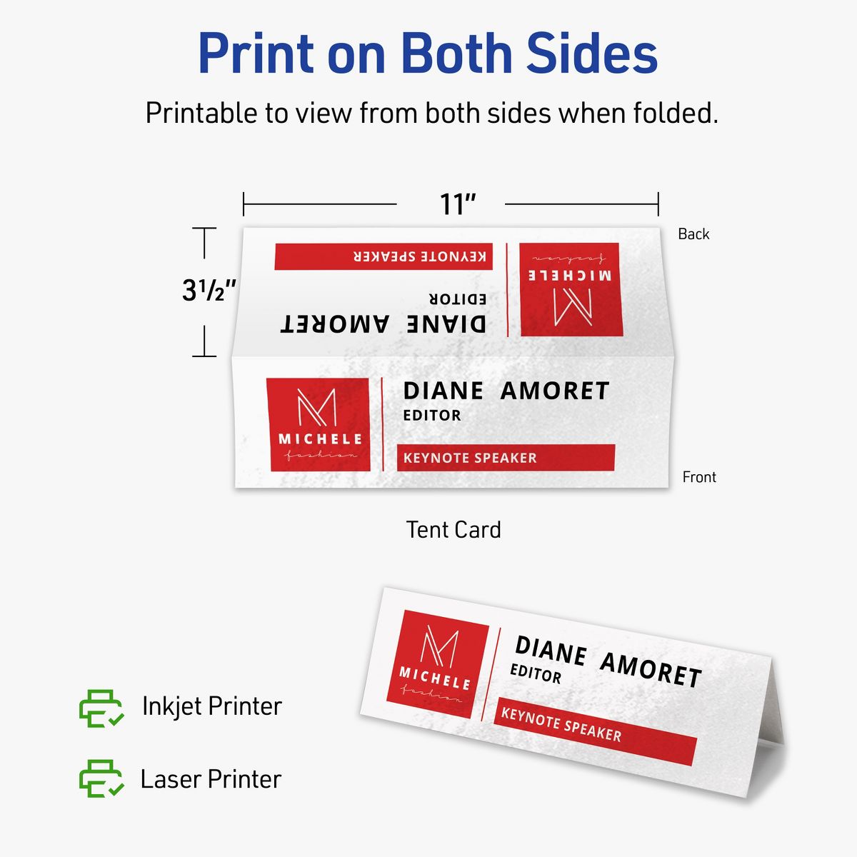 Avery Glossy White Tent Cards, 3-1/2" x 11" Rectangle - thumbnail 6