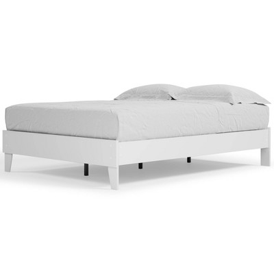 Piperton Queen White Engineered Wood Platform Bed with Drawer