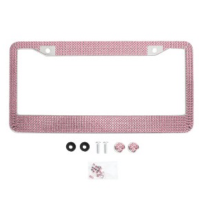 Unique Bargains Stainless Steel License Plate Holder Round Hole Mirror Polished Pink - 1 of 4