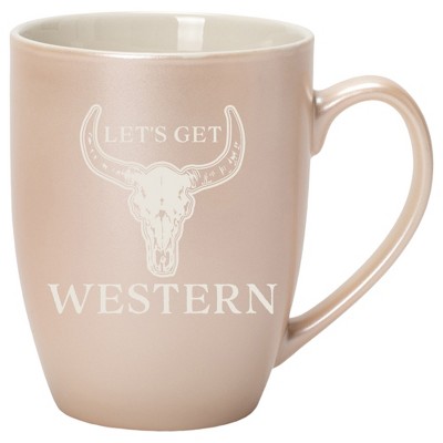 100 North Bull Skull 10 Ounce White and Precious Pearl Metallic Finish, Comfortably Fits Your Hands, New Bone China Coffee Tea Cup Mug, Let's Get