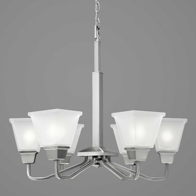 Clifton Heights Brushed Nickel 6-Light Chandelier with Etched Glass Shades