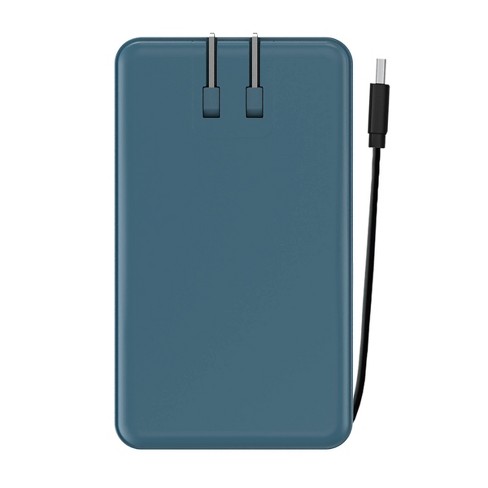10000 mAh Power Bank with Wireless Charging and Integrated Cables
